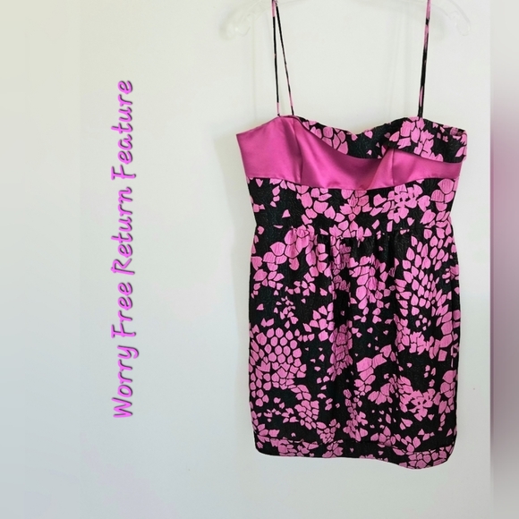 Armani Collezioni Silk Cocktail Pink and Black Floral Dress 90s
